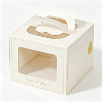 Boîte à gâteau jetable en carton rose aquarelle avec poignée fenêtre, impression intégrale personnalisée, forme personnalisable