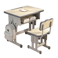 Ensembles de bureaux et chaises métalliques en gros pour étudiants, avec plateau en bois réglable en hauteur, pour salles de classe, salons et chambres