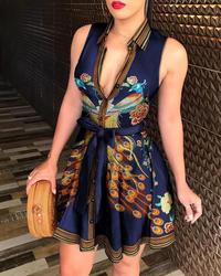 06 blue peacock shirt dress