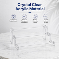 Élégant présentoir à étages en acrylique transparent avec bords polis et lisses, idéal pour les pots cosmétiques et les bouteilles d'épices