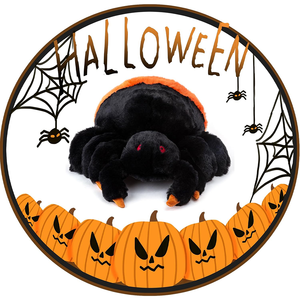 Estimulación ojos rojos peludos negros ocho patas juguete de araña aterrador regalos de Halloween decoración de <span class=keywords><strong>casa</strong></span> embrujada marioneta de mano de araña de peluche - Product Image 3