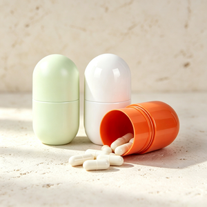 Bouteille en plastique de grande capacité (500 ml) en forme de capsule, emballage plastique vide personnalisé pour compléments en poudre - Product Image 3