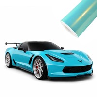 Film de protection pour voiture en vinyle PET bleu glacé métallique aux couleurs bonbon, anti-jaunissement, protection contre les éclats de pierre