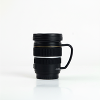 Mug en acier inoxydable en forme d'objectif d'appareil photo avec poignée, tasse à café originale, tasse à eau, logo personnalisé, vente en gros, cadeau