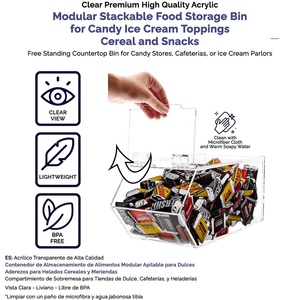 Impilabili in acrilico trasparente porta caramelle Set 3 pezzi-piccoli grandi portaoggetti con coperchio incernierato - Product Image 5