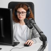 CMTECK AS16 Bras de microphone de diffusion de bureau de luxe, solution de montage de micro flexible à profil bas pour les créateurs de contenu