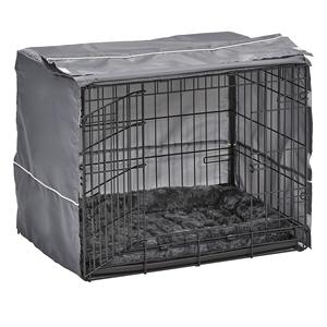 Le <span class=keywords><strong>kit</strong></span> de cage pour <span class=keywords><strong>chien</strong></span> à double porte pour animaux de compagnie comprend une caisse à deux portes, un lit gris assorti et une housse de caisse grise - Product Image 3