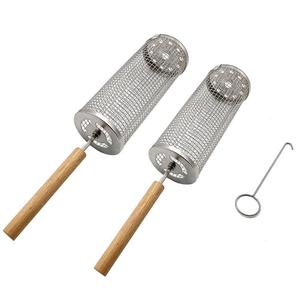Accesorios Premium para Asar, <span class=keywords><strong>Cesta</strong></span> <span class=keywords><strong>de</strong></span> Acero Inoxidable para Parrilla con Mango <span class=keywords><strong>de</strong></span> Madera para Cocinar al Aire Libre y Camping - Product Image 5