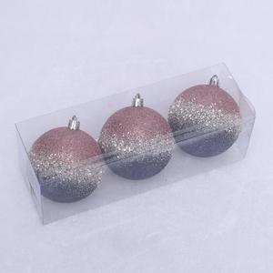 Bola <span class=keywords><strong>de</strong></span> adorno navideña <span class=keywords><strong>de</strong></span> plástico pintada a mano con purpurina gris y oro rosa <span class=keywords><strong>de</strong></span> lujo, venta al por mayor - Product Image 1