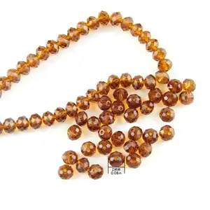 Beautiful 2-8mm dark amber faceted flat round shaped crystal glass bead for diy wedding decoration pendant