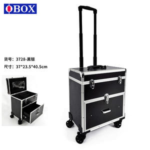 Estuche de maquillaje profesional Obox con cajones, carrito de almacenamiento rectangular plateado y negro para el hogar y viajes, fácil de limpiar - Product Image 4