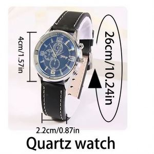 Ensemble cadeau de luxe exquis pour homme : montre-bracelet à quartz en cuir PU et stylo à bille, personnalisable avec logo, idéal pour les promotions - Product Image 2