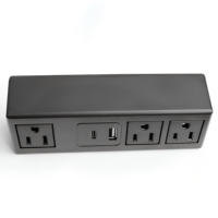 Prise de courant à fixer sur le bord du bureau, 3 prises AC, 1 port USB-A à charge rapide, 1 port USB-C à charge rapide