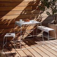 Ensemble de table et chaises de loisirs d'extérieur en acier inoxydable carré pour balcon, restaurant, terrasse, commerce
