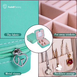 FADELI FDL-SN101 Organizador de Joyas para Mujer, Estuche Portátil de Cuero PU para Aretes y Pendientes, con Almacenamiento de Joyas, para Viaje - Product Image 5