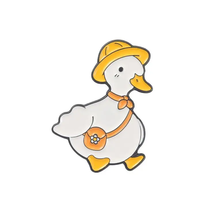 No Minimum Wholesale Custom Made Logo Cute Call Duck Brooch Gift Hat Collar Clothes Gold Metal Hard Enamel Lapel Pin Badges