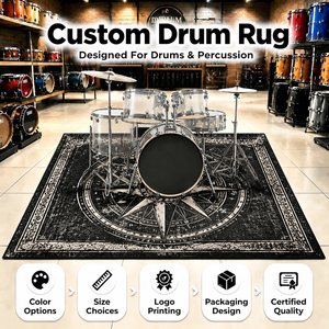 Tapis de batterie personnalisés |   Tapis antidérapant pour batterie, tapis anti-vibration pour <span class=keywords><strong>studio</strong></span> de musique, tapis imprimé pour batterie pour la pratique de la batterie - Product Image 1