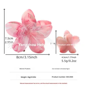 Lot de pinces à cheveux en plastique bicolores, motif fleurs de <span class=keywords><strong>frangipanier</strong></span> et de bauhinia, 8 cm, idéal pour les fêtes, vente en gros, best-seller pour femmes - Product Image 3