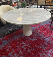 Table à manger ronde en marbre blanc poli moderne de luxe, grande dalle, 6/8 places, durable et imperméable, pour salon, villa, usage intérieur