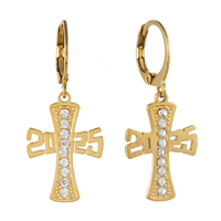 Nouvelles Boucles d'Oreilles Pendentif Croix en Acier Inoxydable Plaqué Or 18K Style Gothique 2025 - Accessoires Élégants pour Femmes Style Punk