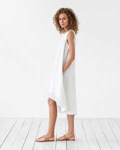 Custom Cheap <strong>Clothing</strong> <strong>Summer</strong> Breathable Plus Size Long White Vacation Dresses Sleeveless Casual Linen Dress Vestido for Ladies - Product Image 3