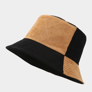 Sombreros de Pescador de Pana Bicolor al por Mayor con Logotipo Personalizado, Retro, a Rayas, Patchwork, Casuales, para Viajes al Aire Libre, de Verano, de Algodón - Product Image 4