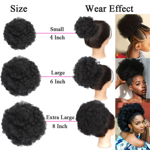 Perruque afro pour hommes noirs africains, en fibre haute température, style chignon bouffant légèrement bouclé - Product Image 1