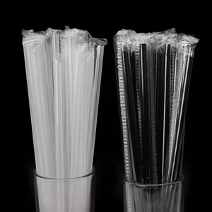 Fabrication professionnelle calibre 6mm 12mm 190mm jetable emballé individuellement pailles en plastique à boire noires transparentes - Product Image 2
