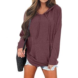 Autunno 2024 donna abbigliamento sportivo Casual con cappuccio tinta unita felpa felpa con cappuccio da donna - Product Image 4