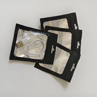 Sac en Mylar laminé mat avec fermeture éclair noire, résistant à l'humidité, face avant transparente et dos givré, pour l'emballage d'appareils électroniques, d'écouteurs et d'ordinateurs
