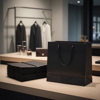 Sacs en papier noir de luxe personnalisés Minghong, logo imprimé en or, sacs en papier personnalisés pour le shopping, les cosmétiques et les cadeaux