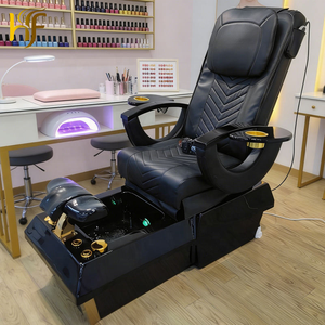 Chaise de pédicure et de manucure noire dorée, équipement professionnel de salon, chaise de pédicure avec massage - Product Image 2