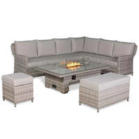Ensemble de canapé d'angle haut de gamme avec foyer intégré et table relevable pour droitier