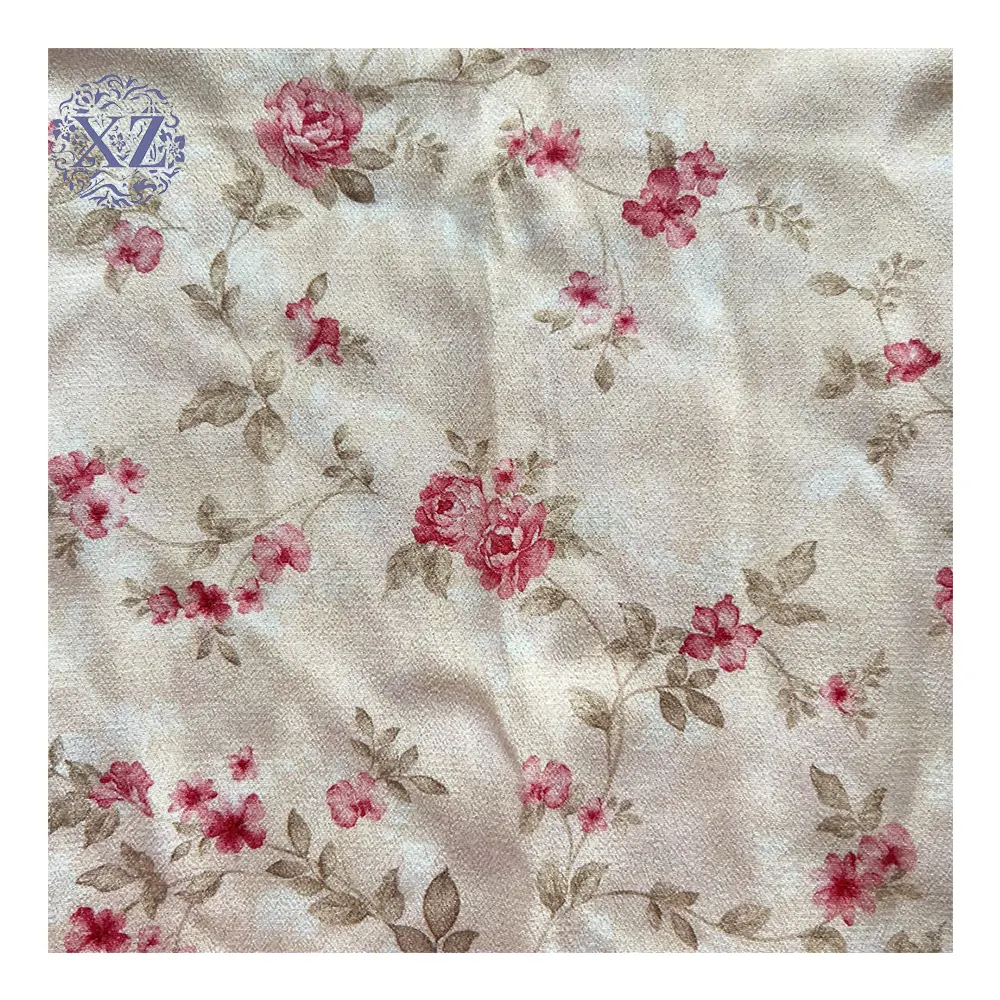 Tissu floral en lin organique 100% polyester imprimé perle en mousseline de soie légère teinte unie