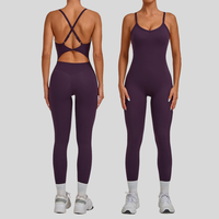 Combinaison moulante une pièce pour femme, col en V, avec boucle réglable, taille croisée, effet ventre plat et rehaussement des hanches, pour le sport et le yoga