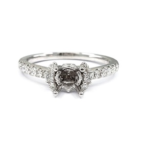 Bagues de fiançailles pour femmes design romantique personnalisé de qualité supérieure en or blanc massif 18 ct diamant véritable solitaire semi-monté - Product Image 1