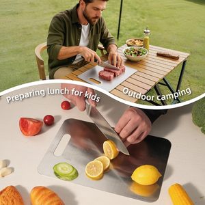 Juego de 3 Tablas de Cortar de Titanio Puro/Acero Inoxidable de 1 mm de Grosor, Multifuncionales, de Grado Alimenticio, para Cocina y Camping - Product Image 6