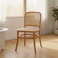 Chaise de salle à manger MULIGNA en rotin et bois massif, style nordique de luxe vintage, confortable, rétro, pour la maison, la salle de thé, avec dossier en hêtre
