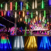 LED solaire pluie de météores lumières de pluie guirlandes lumineuses de vacances étanche lumière de jardin 8 Tubes 144 Leds décoration de mariage de noël