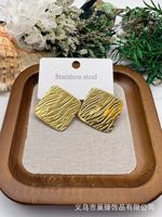 Boucles d'oreilles clous géométriques vintage en acier inoxydable plaqué or 18 carats pour femme, style occidental tendance, bijoux de niche en zircon cubique, cadeaux