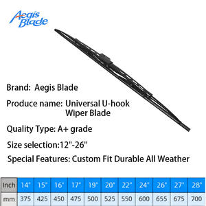 Essuie-glaces de pare-brise avant universels, lame d'essuie-glace en caoutchouc naturel, structure sans os, cadre en métal de qualité supérieure, haute résistance - Product Image 2