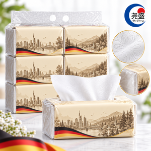 Gesichtstücher Softpack Geprägt mit Blumenpunkt-Muster Mehrschichtig Weich Dick Deutsches Design Haushalt Gesichtstücher - Product Image 1
