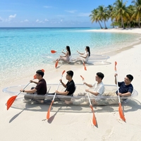 Kayak transparent en PC pour 4 personnes, kayak en cristal, fond transparent, bateau en PC avec pagaie pour les excursions et les visites de la plage