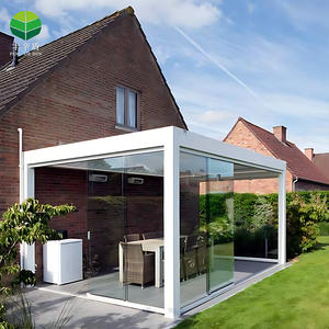 Rideaux d'extérieur en PVC à glissière en aluminium à cadre enduit de poudre avec véranda Pergola de toit avec colonnes - Product Image 5