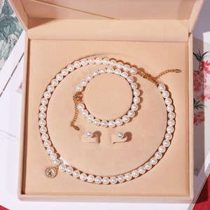 סט שרשרת עצם הבריח תלת-חלקי מצופה זהב עם פניני מים מתוקים טבעיות, דרגה AAAAA, מתנה לנשים ליום האם - Product Image 3