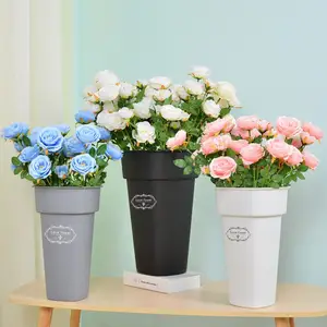 Fabrik dekorative Vasen Blumentopf Kunststoff Waking White Black Flowers Arrangement Eimer zum Verkauf