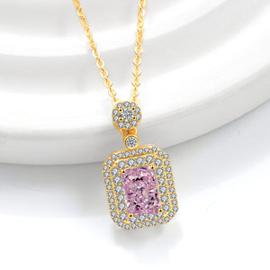 Collier <span class=keywords><strong>de</strong></span> luxe en diamant jaune artificiel, petit format, carré classique, pour usage quotidien, pour femme, cadeau d'anniversaire - Product Image 3