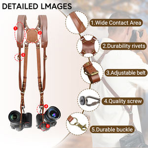 Tali Kulit Asli Mewah untuk Dua Kamera, <span class=keywords><strong>Harness</strong></span> Ganda, Multi Gear, Fotografi Satwa Liar, Dapat Disesuaikan - Product Image 6