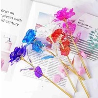Rose multicolore en feuille d'or 24 carats avec lumière LED Roses galactiques artificielles conservées Roses éternelles pour mariages