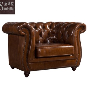 Mobili dell'hotel su misura divano in vera pelle Vintage fatto a mano e in vera pelle <span class=keywords><strong>poltrona</strong></span> soggiorno VIP camera in pelle marrone chiaro Tufted Roll <span class=keywords><strong>poltrona</strong></span> - Product Image 3